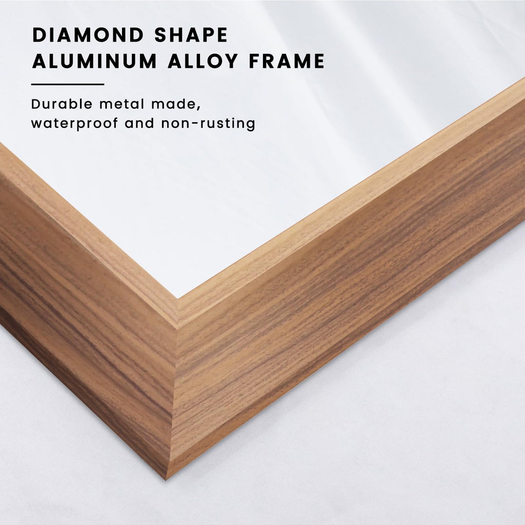 Amorho Bathroom Mirror, 40X32 Inch Wall Mirror, Walnut Wood Grain Metal Framed, Anti-Rust, Hang Horizontally/Vertically, Suitabl