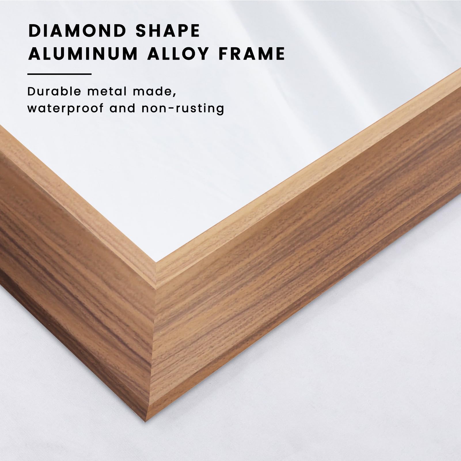 Amorho Bathroom Mirror, 40X32 Inch Wall Mirror, Walnut Wood Grain Metal Framed, Anti-Rust, Hang Horizontally/Vertically, Suitabl