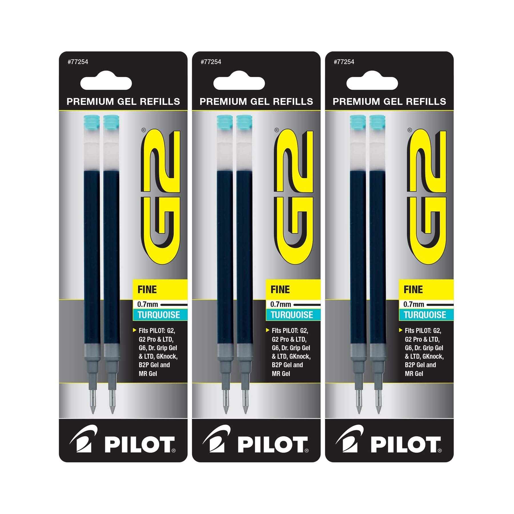 Pilot G2 Gel Ink Pen Refills, Fine Point, 0.7Mm, Turquoise Ink, 6 Refills