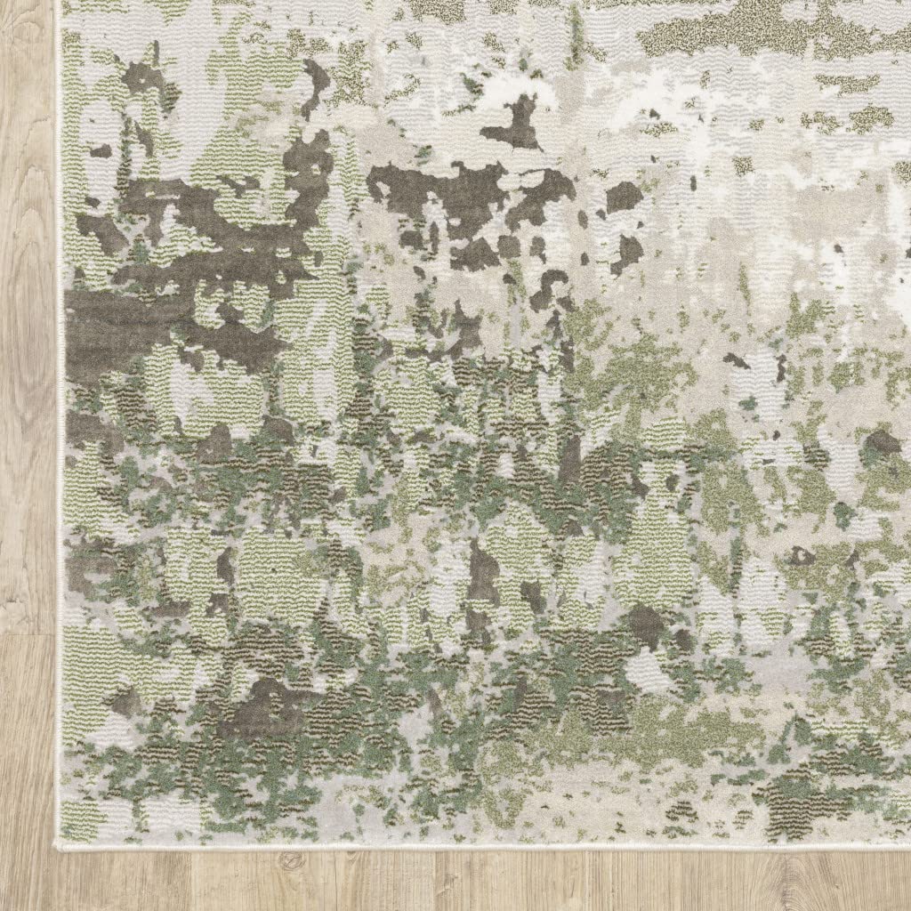 HomeRoots 508570 5 x 8 ft. Beige Gray Brown & Sage Green Abstract Power Loom Stain Resistant Rectangle Area Rug