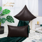 Brawarm Brown Leather Throw Pillows 16 X 16 Inches, Snake Leather Pillow Covers Pack Of 2, Faux Leather Decorative Pillow Covers