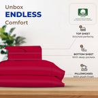 Thread Spread 100% Egyptian Cotton Sheets Full Size - 600 Thread Count Sheets 4 Pc 16' Deep Pocket Full Size Sheets Set, High Thread Count Soft Cooling Sateen Weave Hotel Luxury Sheets Set - Red