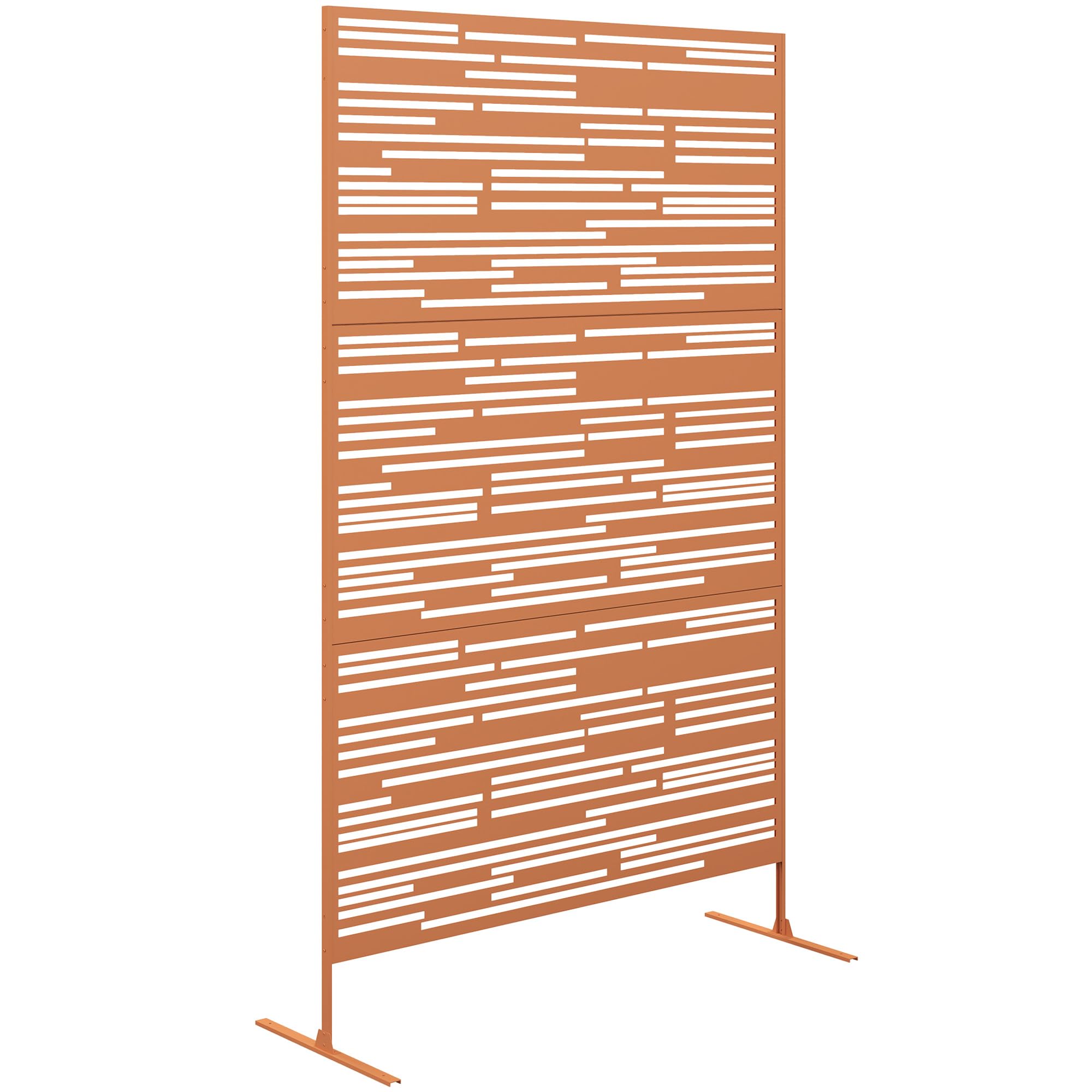 Outsunny Metal Outdoor Privacy Screen, 78' H X 48' W Decorative Privacy Fence Screen, Freestanding Outdoor Divider With Stand,