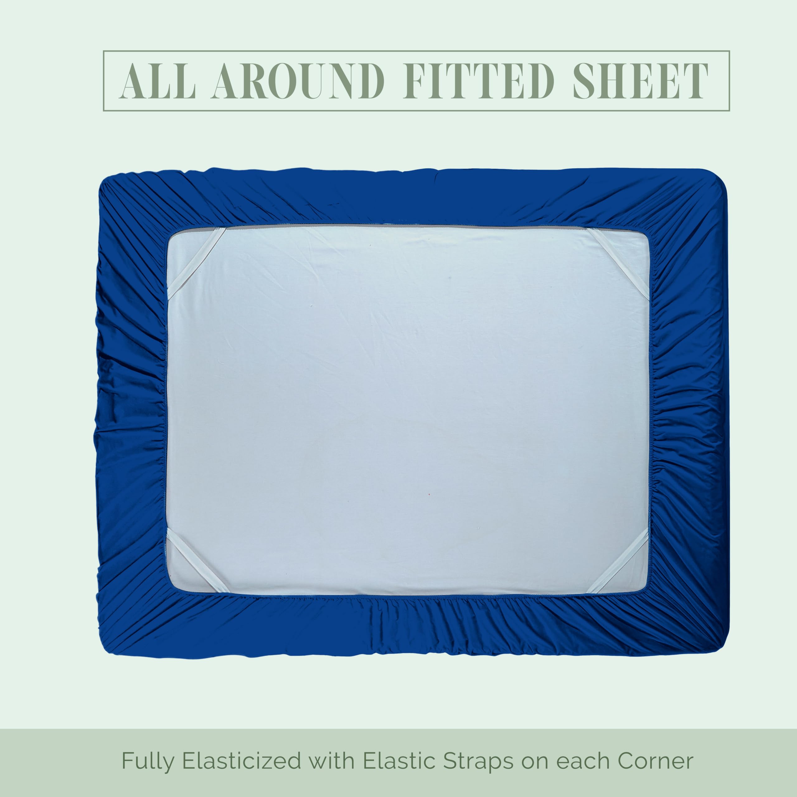 Elegant Comfort 1500 Premium Hotel Quality 18-24 Inches Deep - Extra Deep Pocket Single Fitted Sheet For High Mattress, Luxury And Softest, Smart Pocket - Wrinkle Free, Queen, Royal Blue