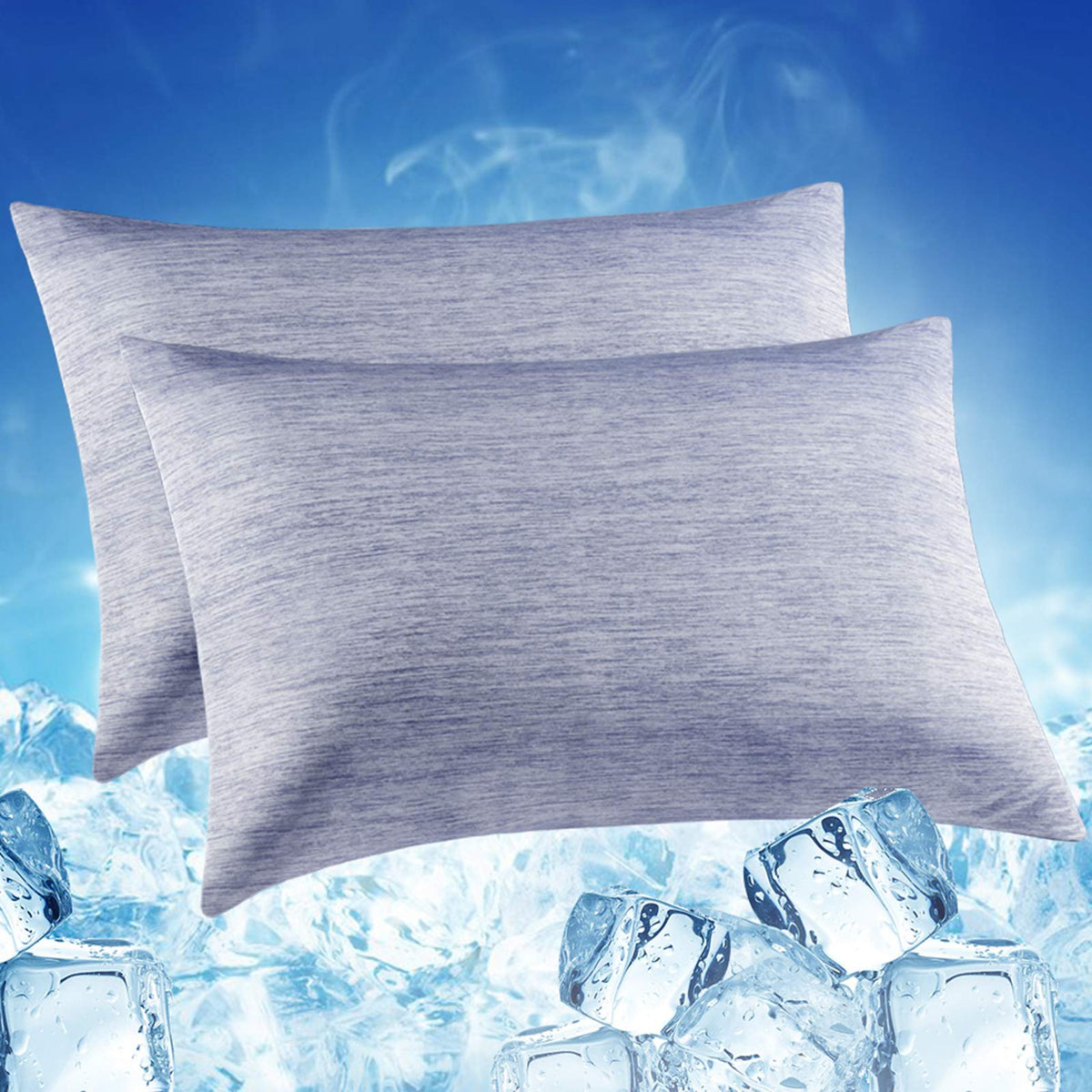 Luxear Cooling Pillow Cases, 2 Pack Arc-Chill Cool Pillowcases With Double-Side Design [Cooling & Cotton], Anti-Static, Skin-Fri
