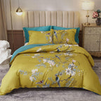 Floral Duvet Cover Set Full Size Bird Flower Pattern Duvet Cover Cotton Floral Bedding Comforter Cover Garden Style Botanical Du