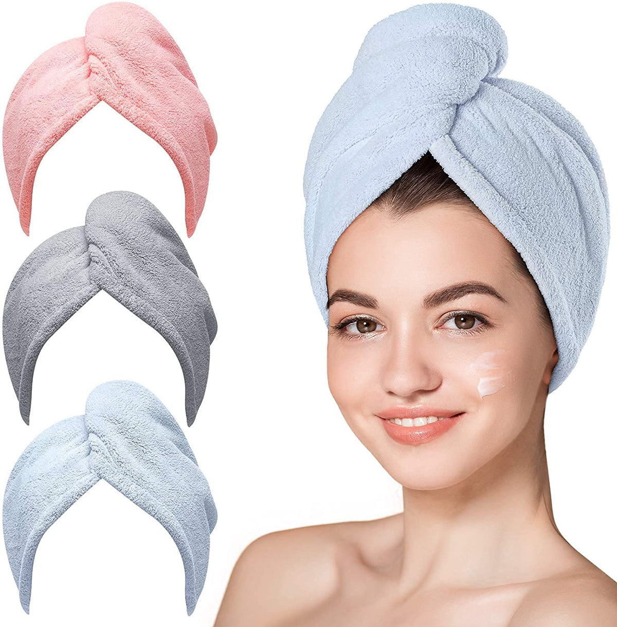 TECH LOGO ELECTRONICS icrofiber Hair Towel Wrap | Hair Drying Towel, Ultra Absorbent Fast Drying Hair Towel Wraps for Wet Hair