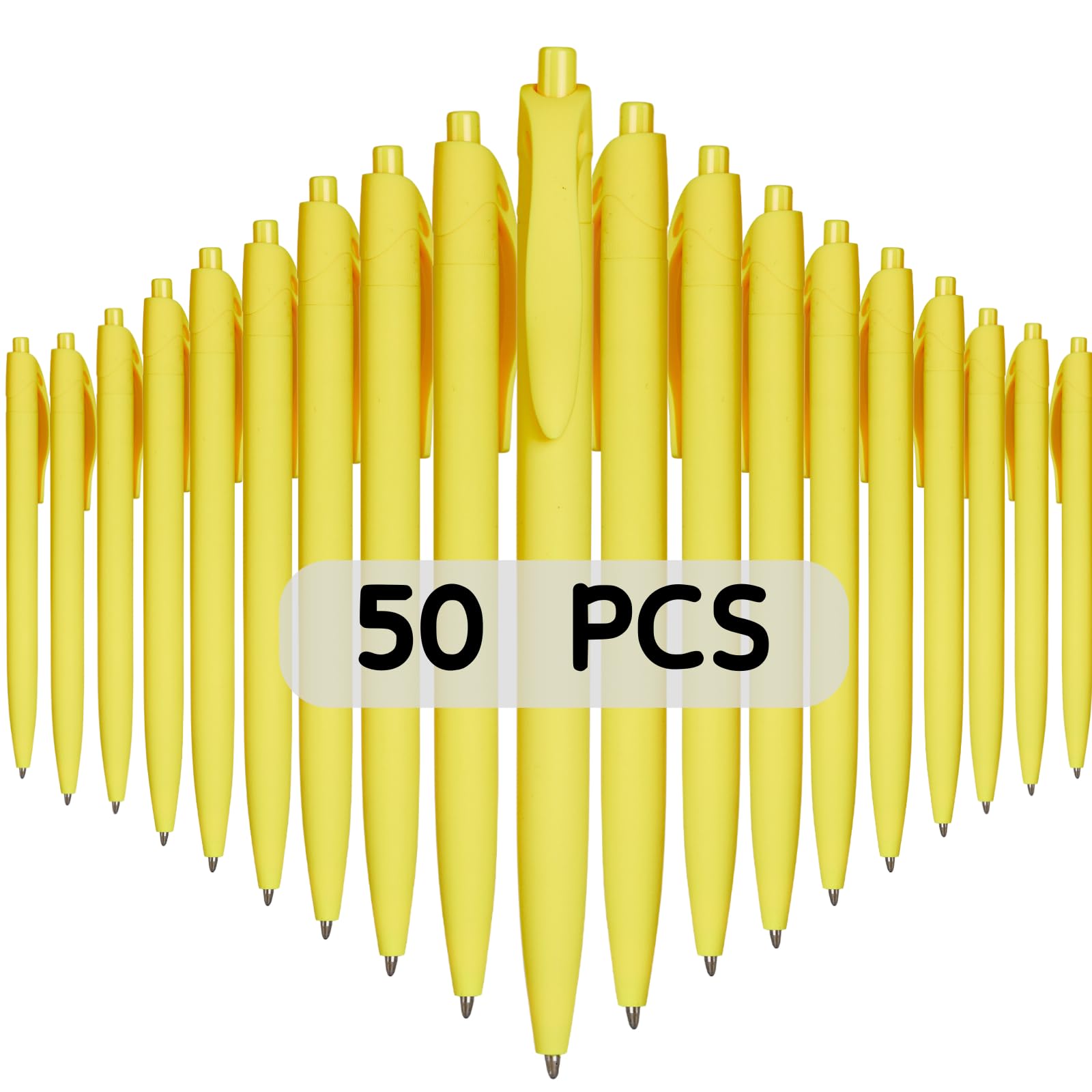 Wiaziert Ballpoint Pens, 50 Pack (Black Ink),Bulk Pens, Yellow Barrel,Click Pens For Office Home And School, Retractable Ballpoi