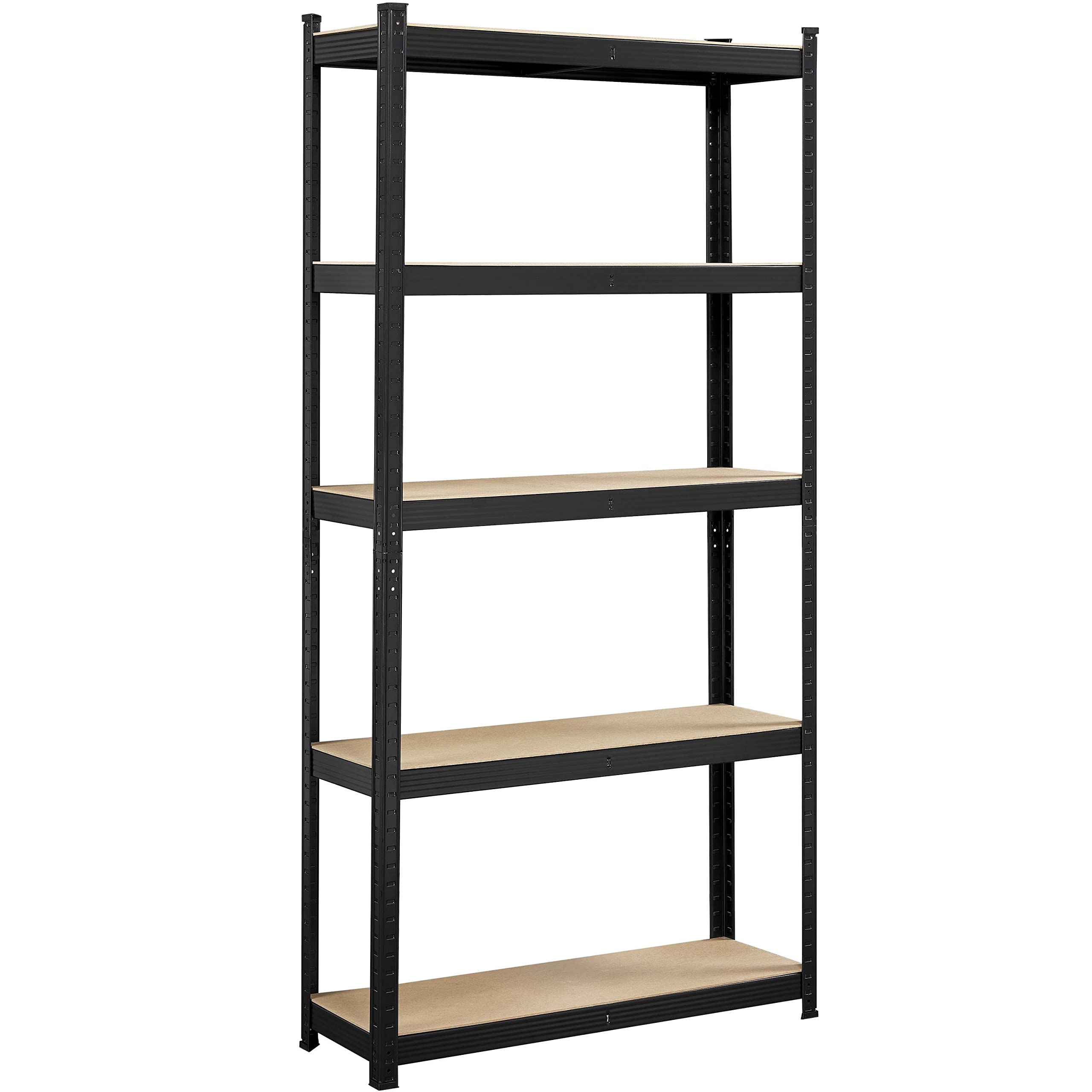 Topeakmart 5-Tier Utility Shelves, Metal Storage Shelves Garage Shelving Unit Adjustable Garage Storage Shelves Storage Racks Heavy Duty Shed Shelving- Black, 35.5 X 12 X 71 Inch