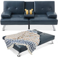 Best Choice Products Faux Leather Upholstered Modern Convertible Futon, Adjustable Folding Sofa Bed, Guest Bed w/Removable Armre