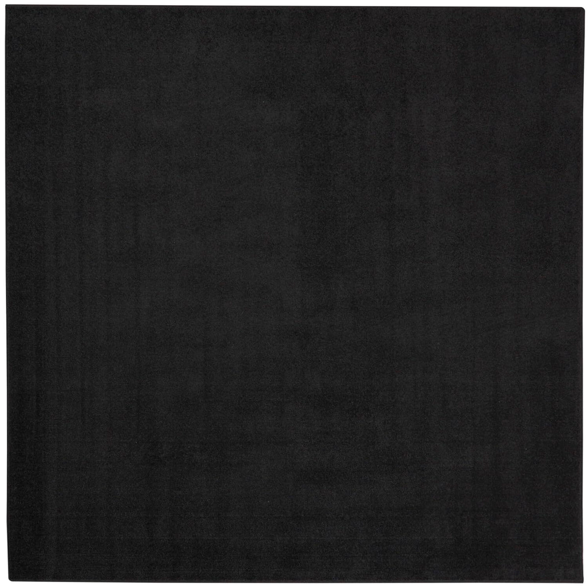 Nourison Essentials Indoor/Outdoor Black 7' X Square Area Rug, Easy Cleaning, Non Shedding, Bed Room, Living Room, Dining Room,