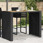 vidaXL Patio Table with Acacia Wood Top - Outdoor Furniture - Black Poly Rattan Frame - Powder-Coated Steel - 57.1" Length x 31.5" Width x 43.3" Height - Rectangular Modern Garden Table