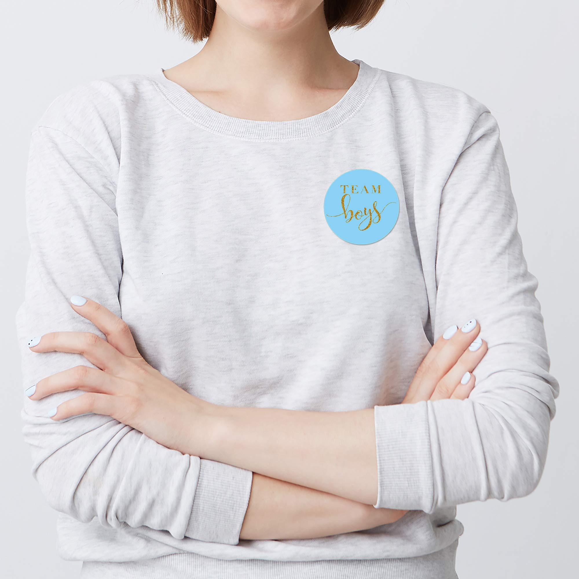 Magjuche Gold Glitter Twin Gender Reveal Stickers, 60 Pcs (2Inch) Paper, Matte Finish, Easy To Use, For Baby Shower Party Decora