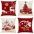 Ogrmar 4Pcs 18'X18' Throw Pillow Covers Christmas Decorative Couch Pillow Cases Cotton Linen Pillow Square Cushion Cover For S