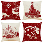 Ogrmar 4Pcs 18'X18' Throw Pillow Covers Christmas Decorative Couch Pillow Cases Cotton Linen Pillow Square Cushion Cover For S