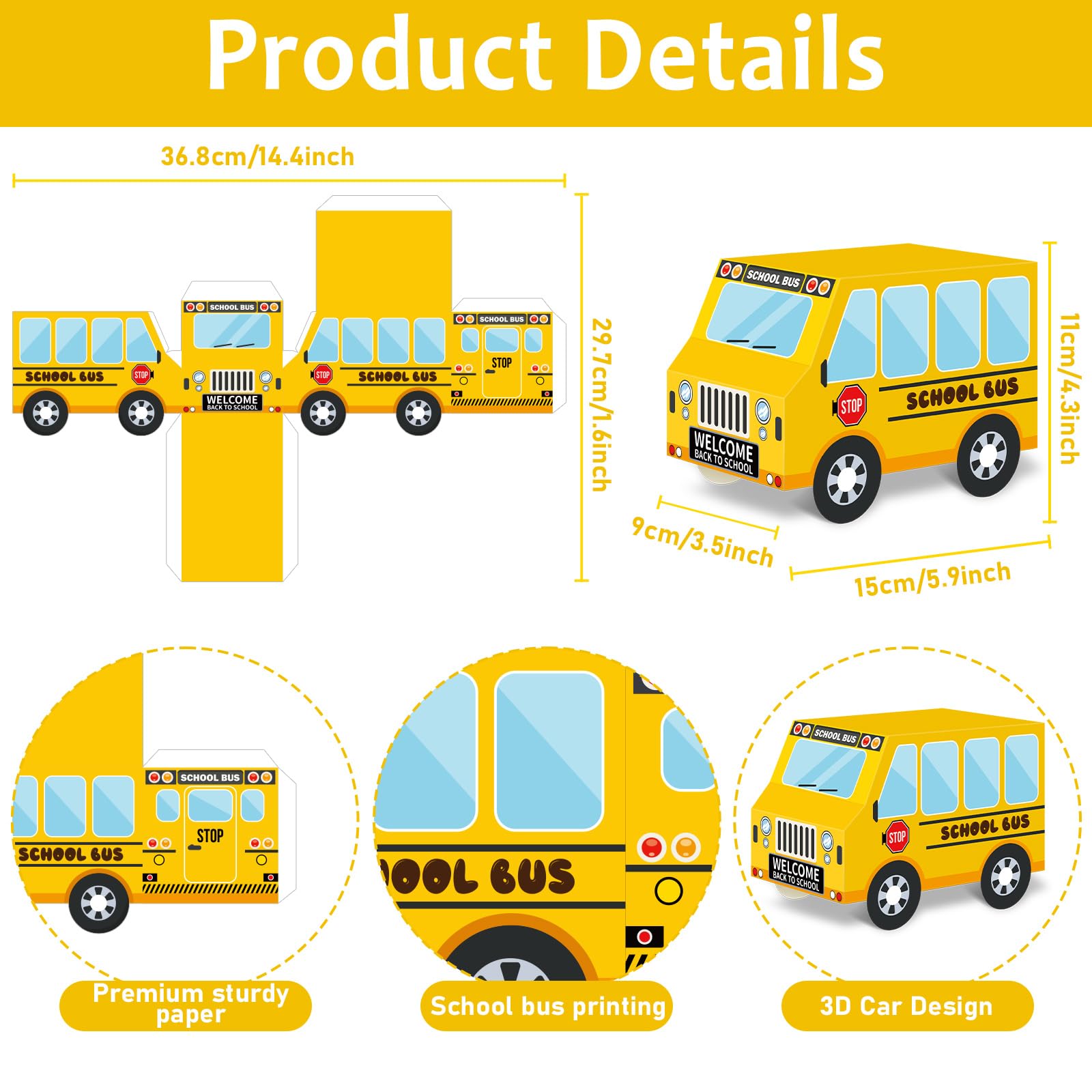 24 Pcs School Bus Party Treat Boxes School Bus Decorations Back To School Party Favor Boxes First Day Of Yellow School Bus Candy