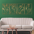 Glamativity 4 Pack Gold Wall Art Decor, Female Flower Face Lover Minimalist D  cor Single Line Art Wall D  cor, for Kitchen Bedr