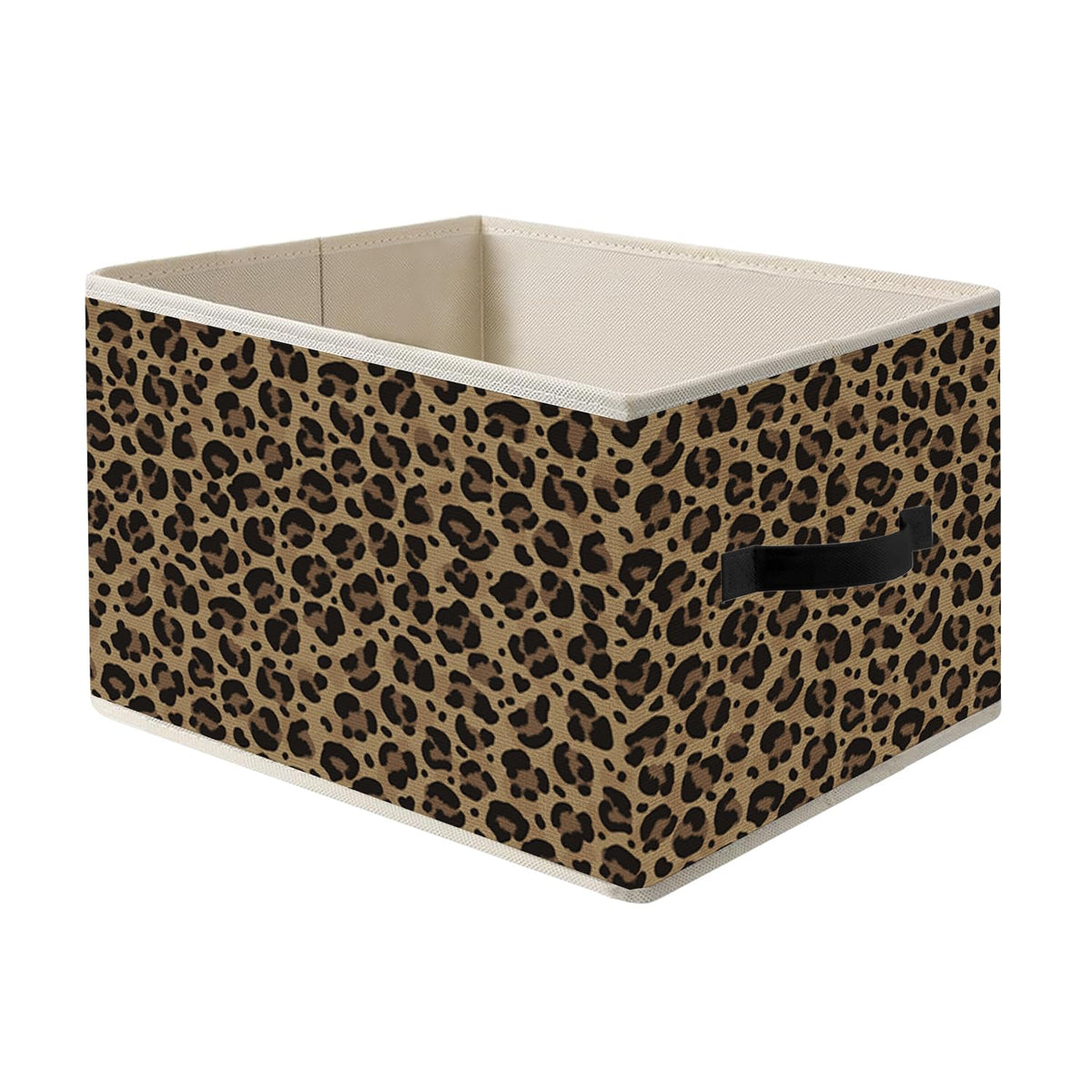 FITIE Brown Leopard Print Storage Bin Box with Handles, Trendy Wild Animal Cheetah Print Foldable Organizer Basket Toybox for Gi