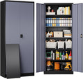 SISESOL Metal Garage Storage Cabinet with Doors and Shelves, 71 Multifunctional Garage Storage Closet Large Garage Locker with A