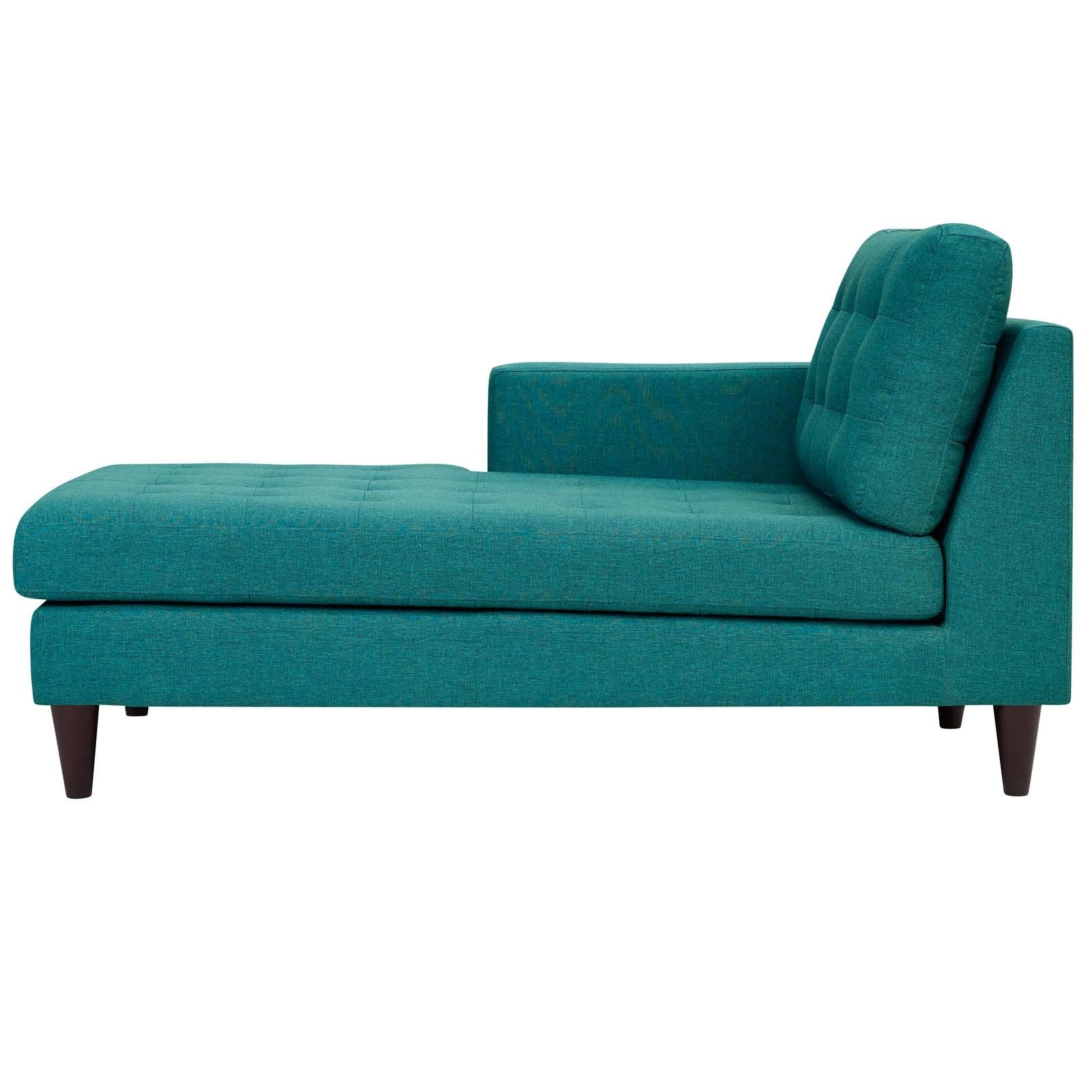 Modway Empress Mid-Century Modern Upholstered Fabric Left-Arm Chaise Lounge In Teal