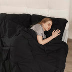 Downcool King Comforter Set - Black Comforter King Size, 3-Piece Pintuck Bedding Comforter Sets, 1 Pinch Pleated Comforter And 2