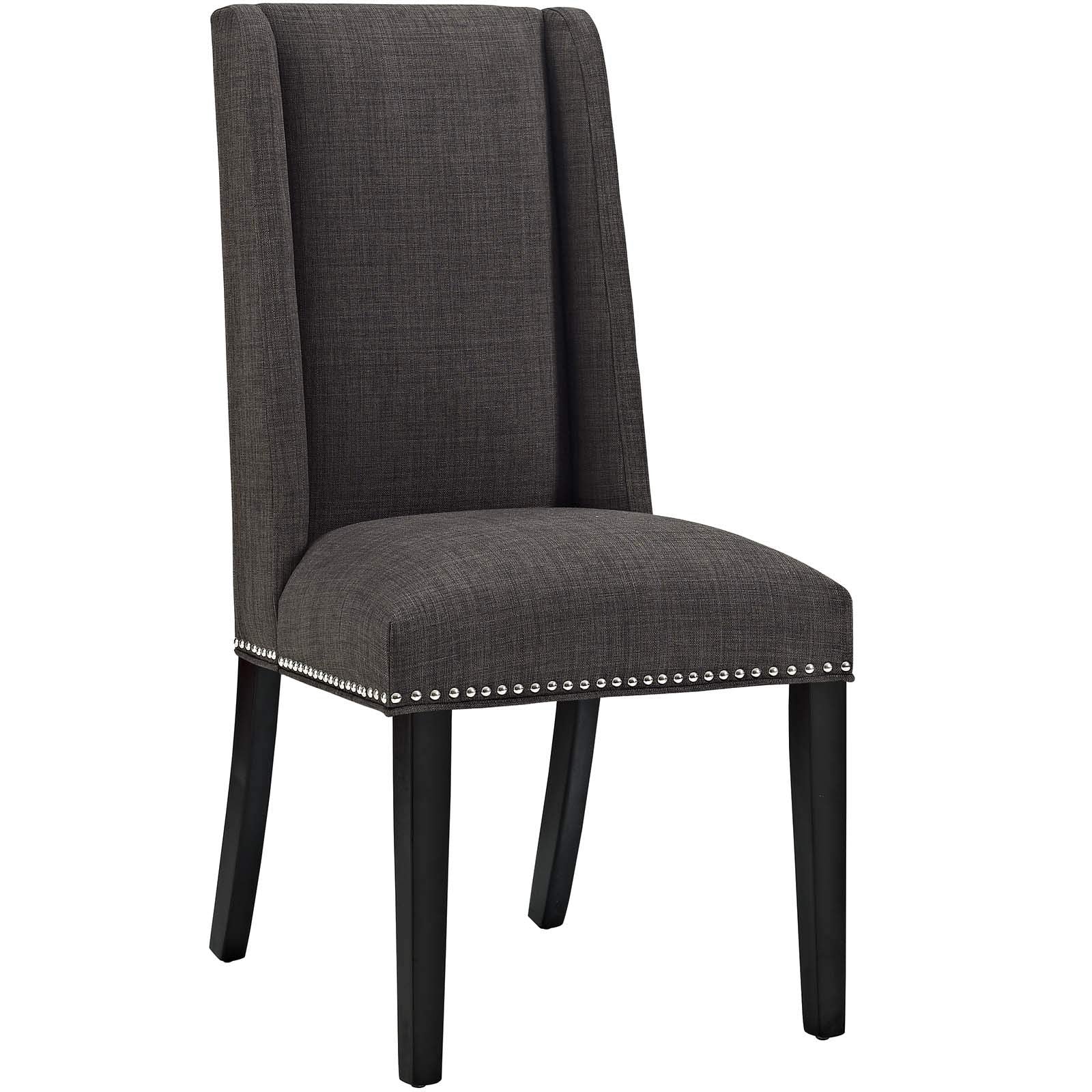Modway Baron Modern Tall Back Wood Upholstered Fabric Two Dining Chairs In Brown