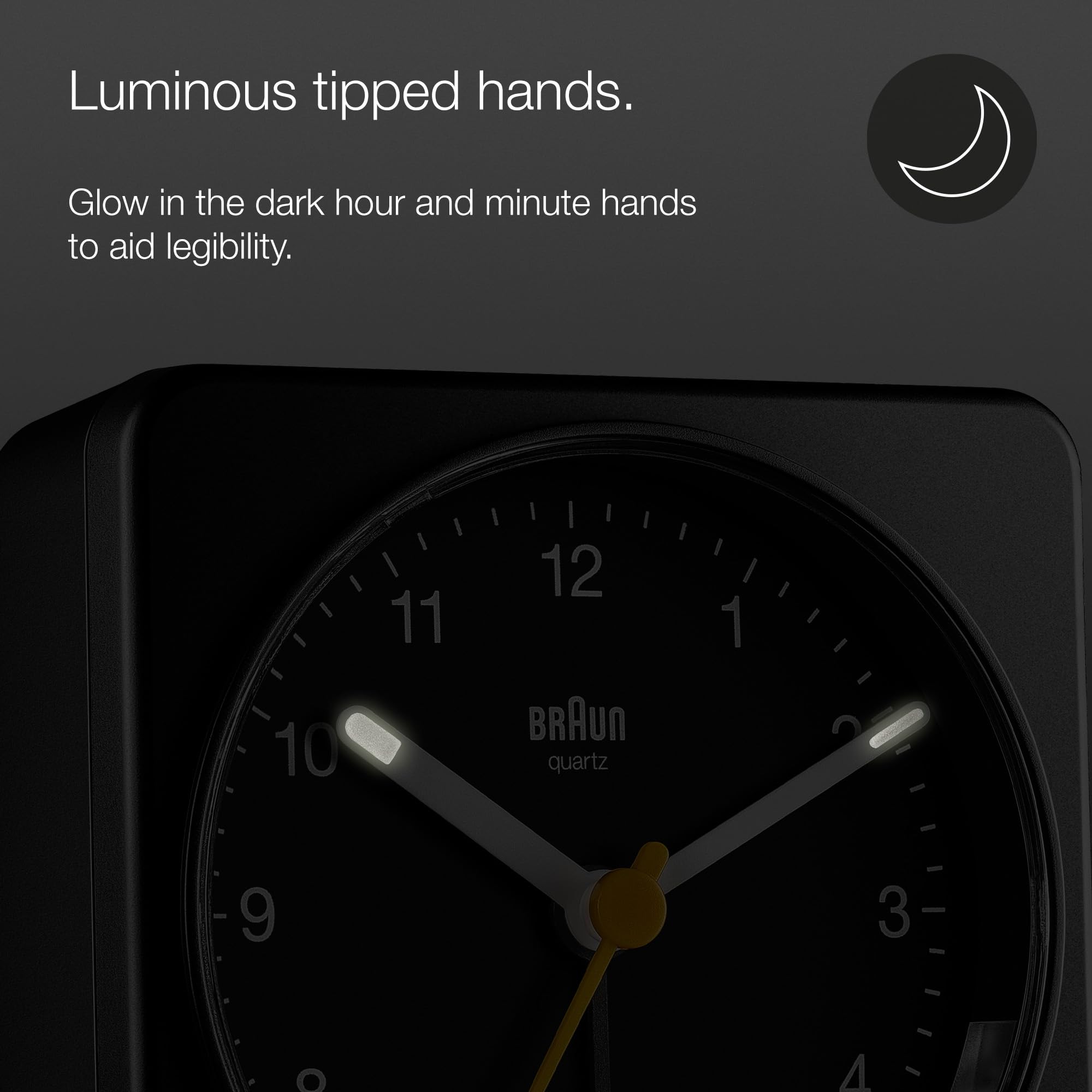 Braun Classic Analogue Alarm Clock With Snooze And Light, Quiet Quartz Sweeping Movement, Crescendo Beep Alarm In Black, Model B