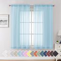 Aiyufeng 2 Pack: Basic Sky Blue Sheer Curtain Drapes 63 Inch Length 2 Panels for Living Room, Light Filtering Voile Drapes for B