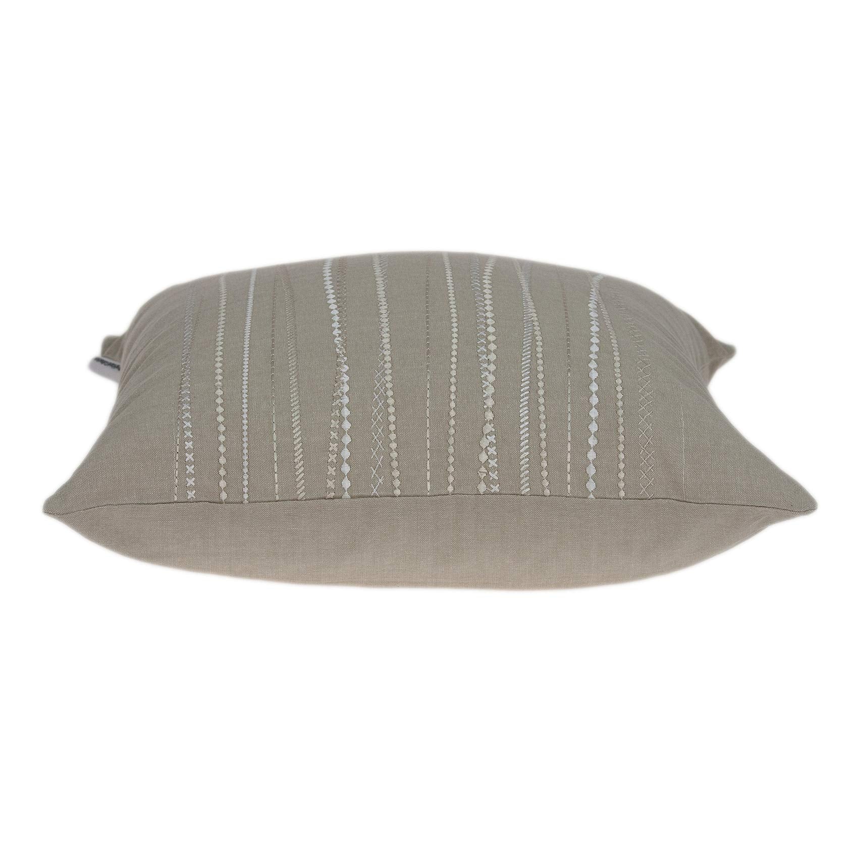 HomeRoots 100% Cotton Parkland Collection Sarina Transitional Beige Pillow Cover with Down Insert