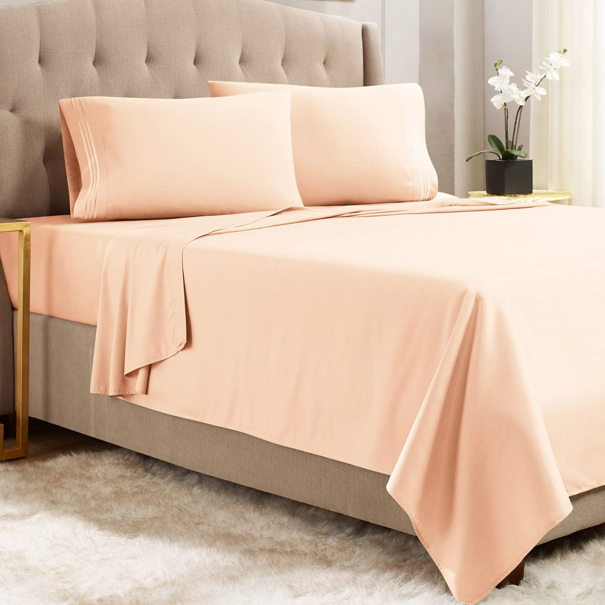 Empyrean Twin Xl Sheets Set - 3 Pc Super Soft Twin Xl Bed Sheets - Double Brushed Microfiber Xl Twin Sheets - Hotel Luxury Pale