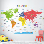 Decowall Dl3-2212 Xlarge World Map Kids Wall Stickers (59X40 Inch) Decals Peel And Stick Removable For Nursery Bedroom Living Ro