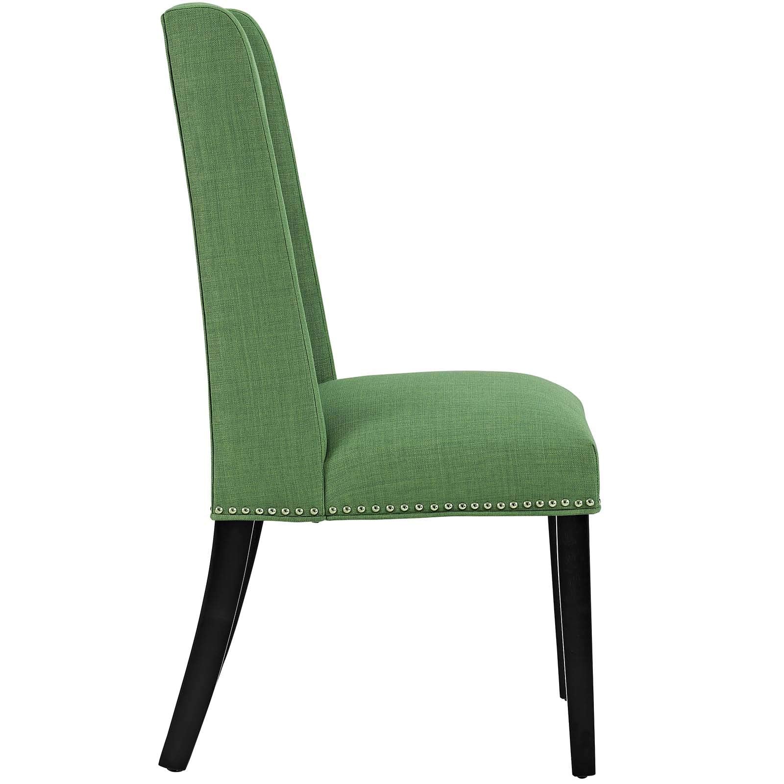 Modway Baron Modern Tall Back Wood Upholstered Fabric Two Dining Chairs In Green