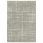 HomeRoots 510865 8 x 11 ft. Gray & Ivory Geometric Shag Power Loom Stain Resistant Rectangle Area Rug