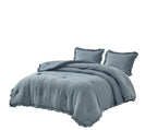 Chezmoi Collection Nora 2-Piece Ruffled Edge Trim Soft Washed Microfiber Comforter Set (Twin, Dusty Blue)