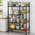 Hukimoyo 4Tier Metal Kitchen Storage Rack with Lockable Wheels Trolley Storage Cart for Kitchen Organizer with Removable 4 Mesh