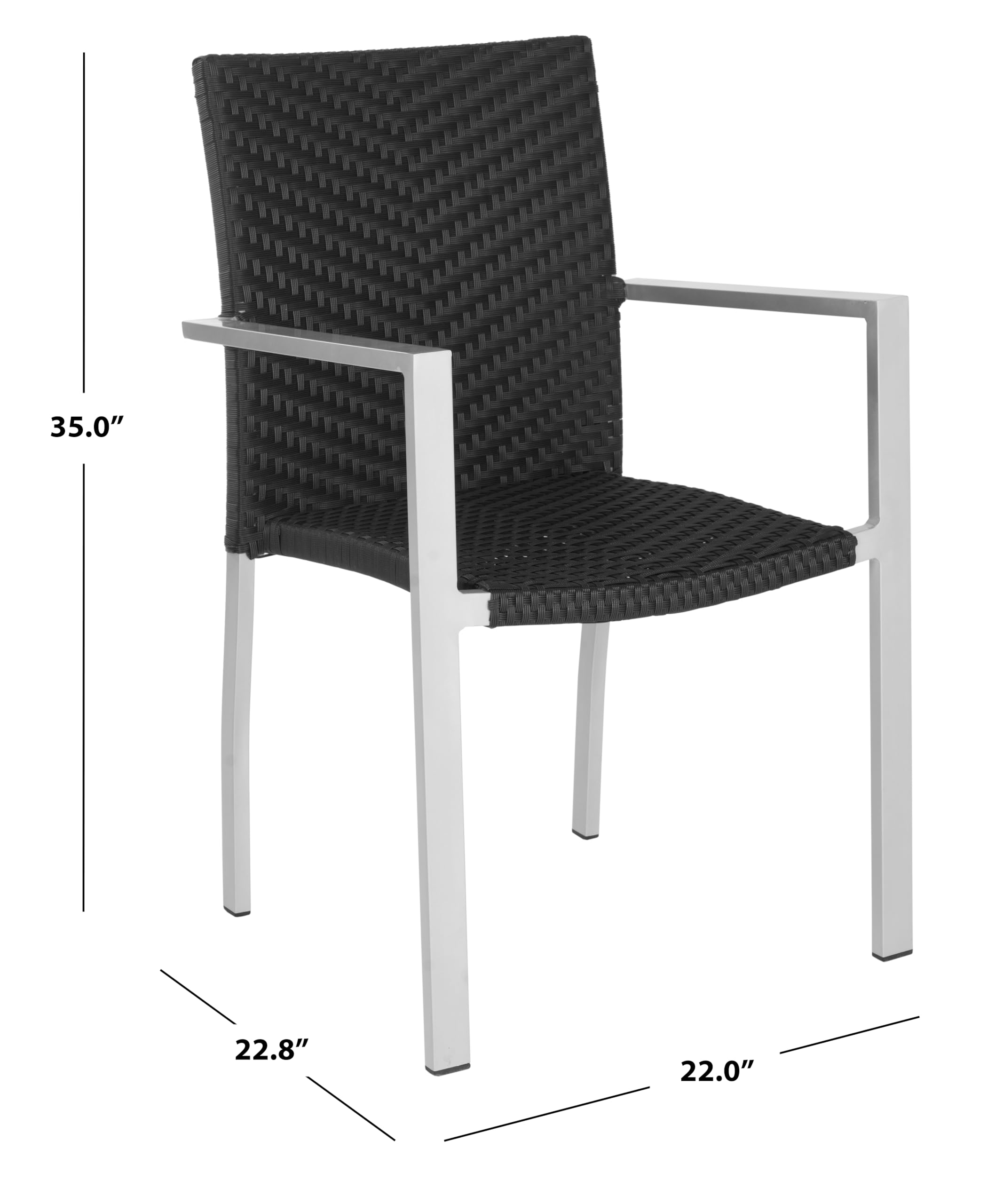 Safavieh Home Collection Cordova Black Indoor-Outdoor Stacking Arm Chair