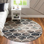 Unique Loom Trellis Frieze Collection Area Rug - Rounded (4' Round, Blue Multi/ Ivory)