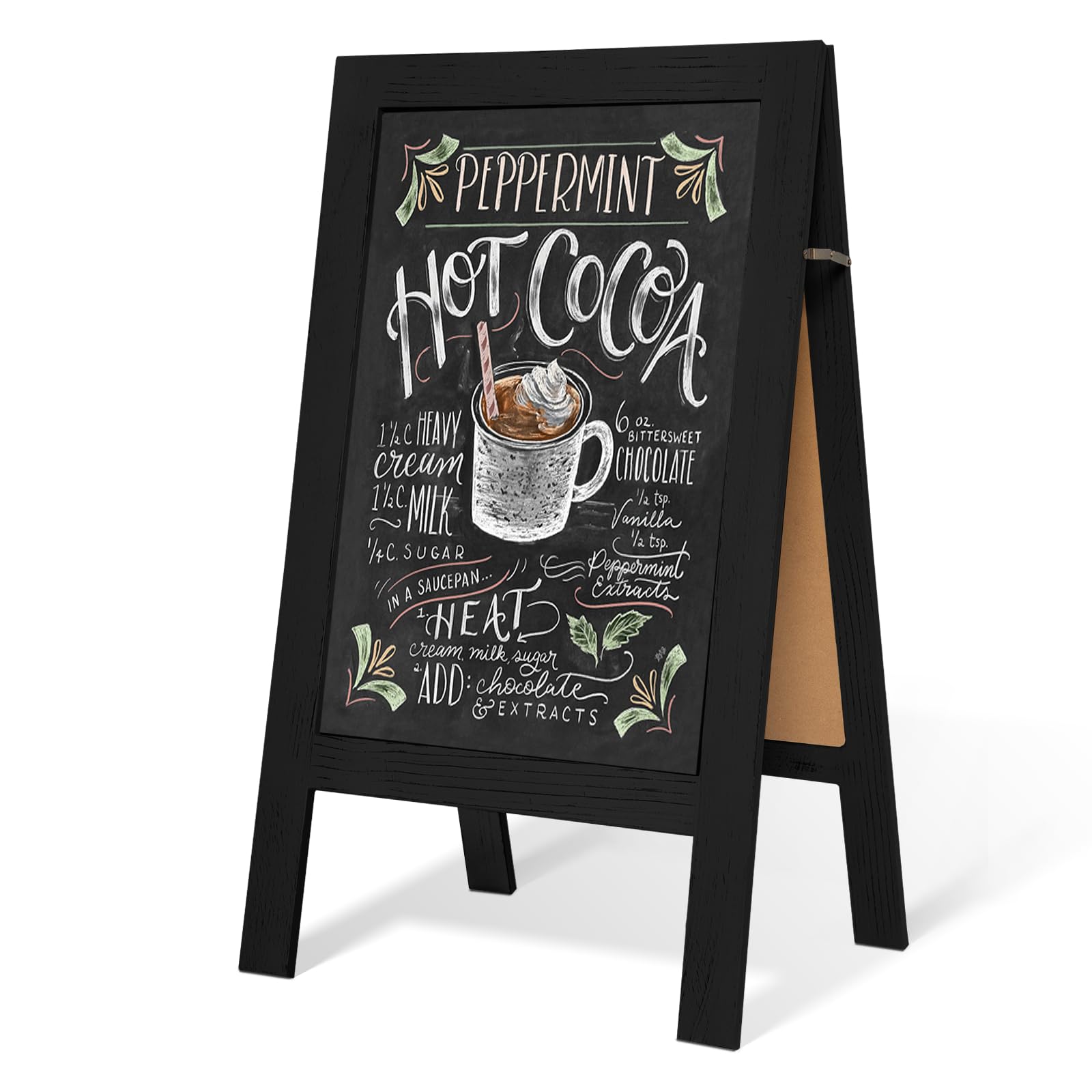 Teakmama A Frame Chalkboard 40X20 Standing Chalkboard Sign Chalk Board Sandwich Board Easel, Double Sided Blackboard For Busines
