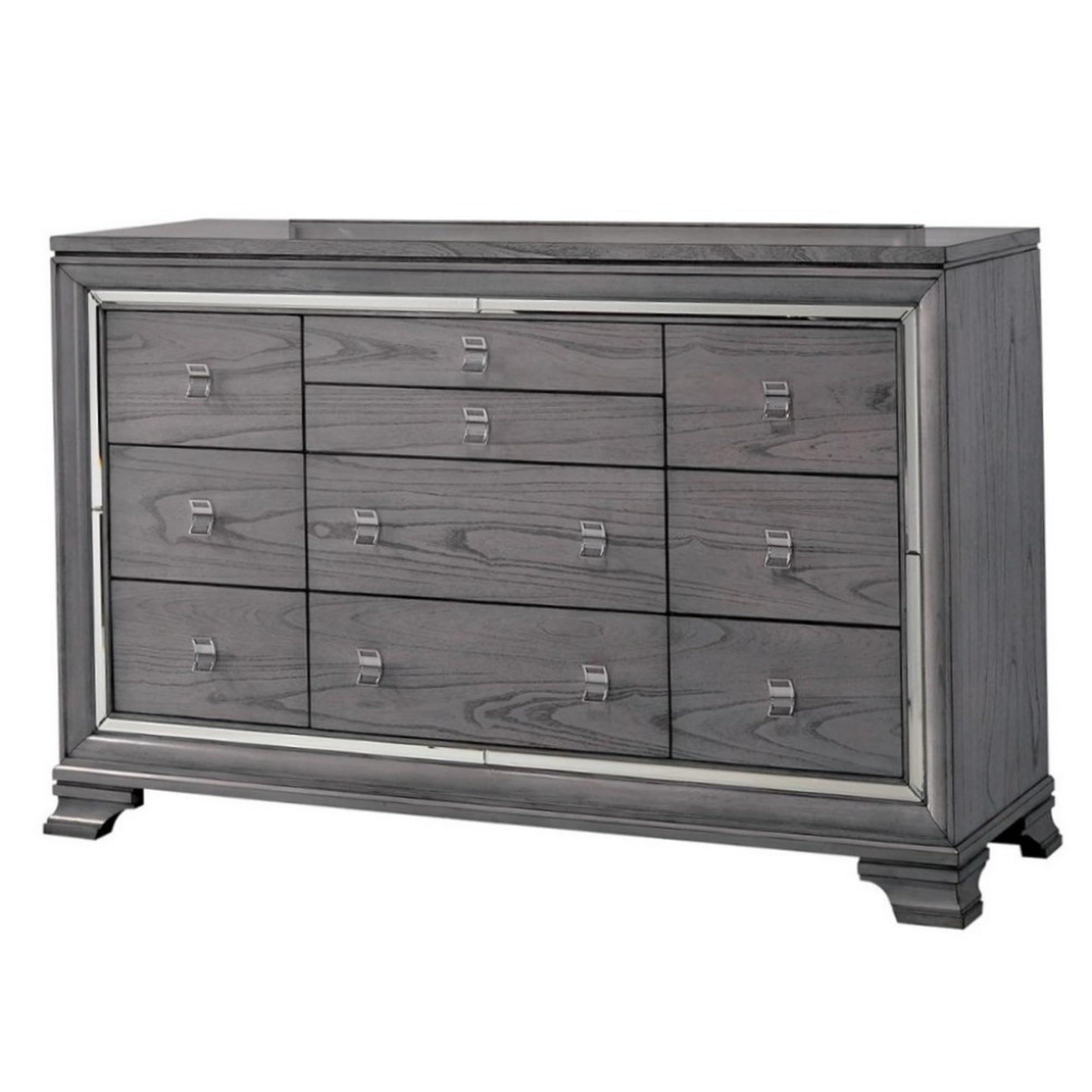 Benjara Benzara Wooden Dresser With Multiples Storage Drawers, Gray,