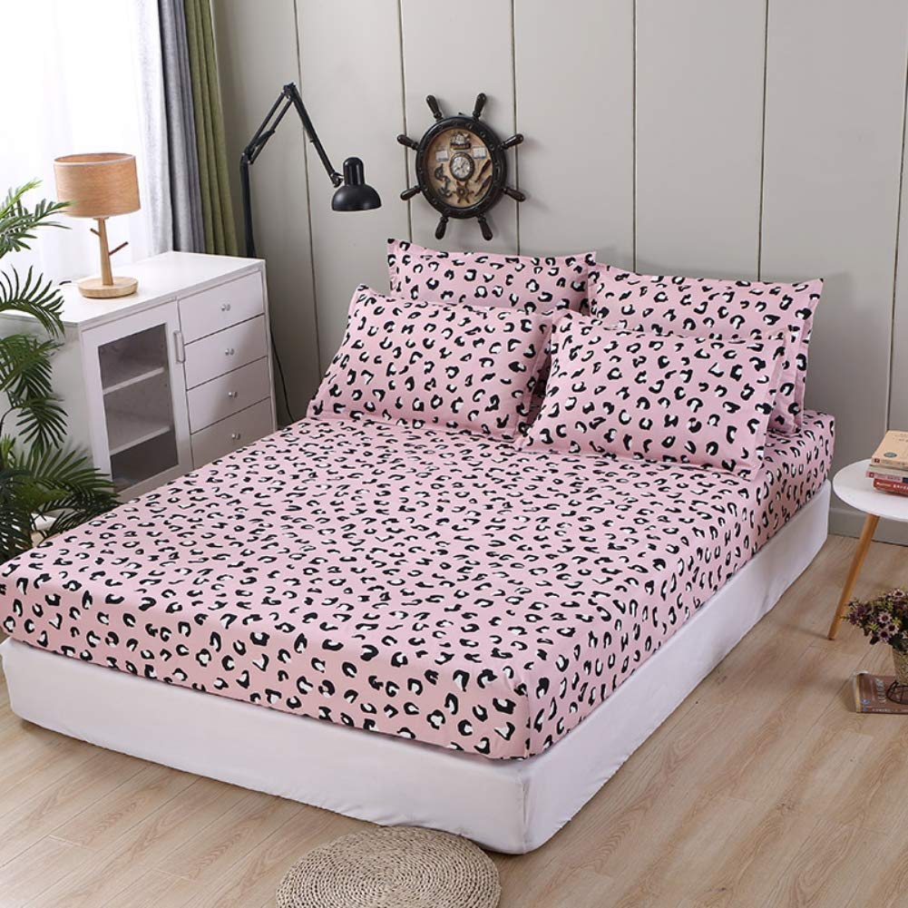 Feelyou Girls Leopard Print Bedding Set Teens Luxury Pink Black Cheetah Print Bed Sheet Set Queen Size For Kids Children Women B