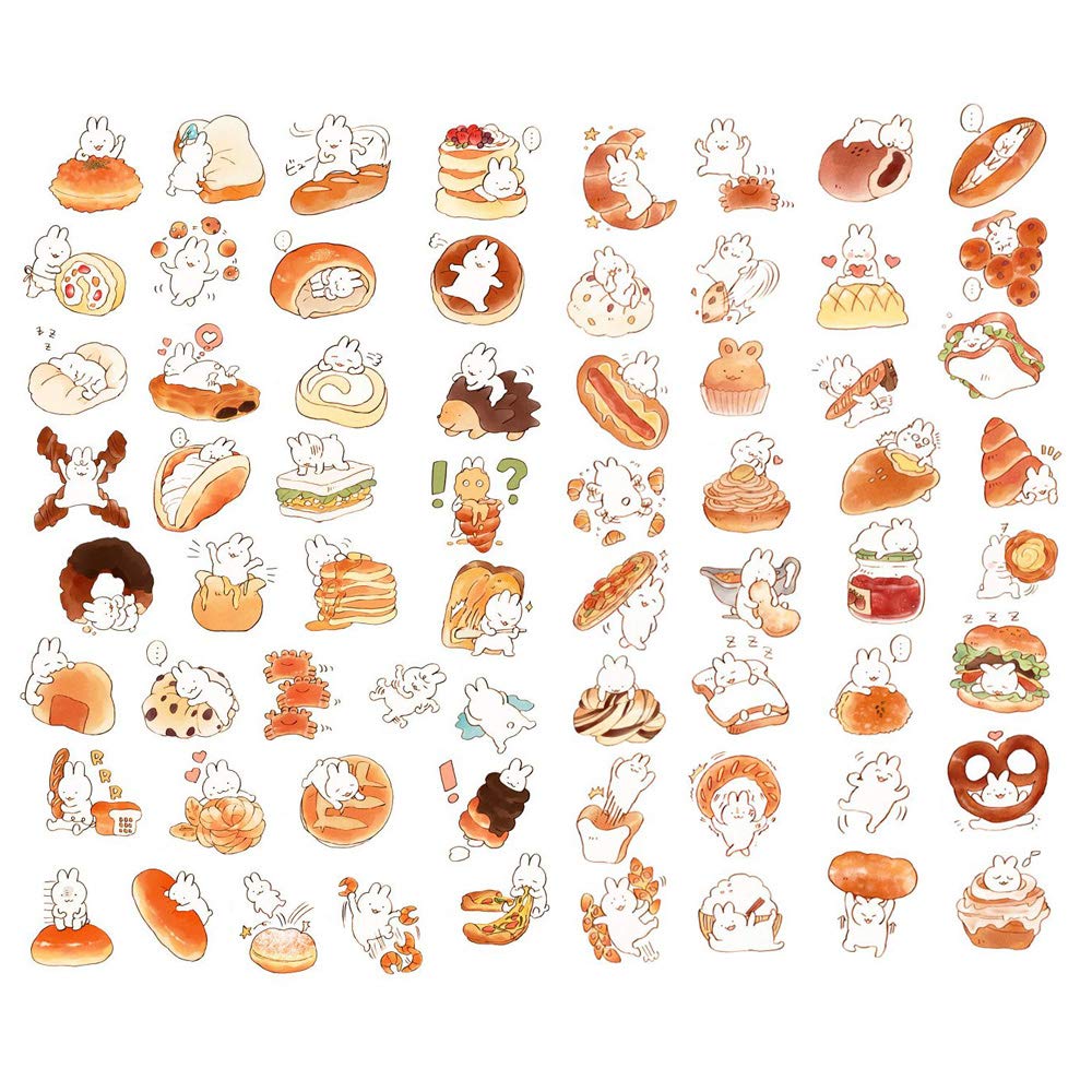 Seasonstorm Cute Bunny Bread Precut Anti-Uv Decoration Notebook Planner Stickers Scrapbooking Diary Sticky Paper Flakes (Pk408)