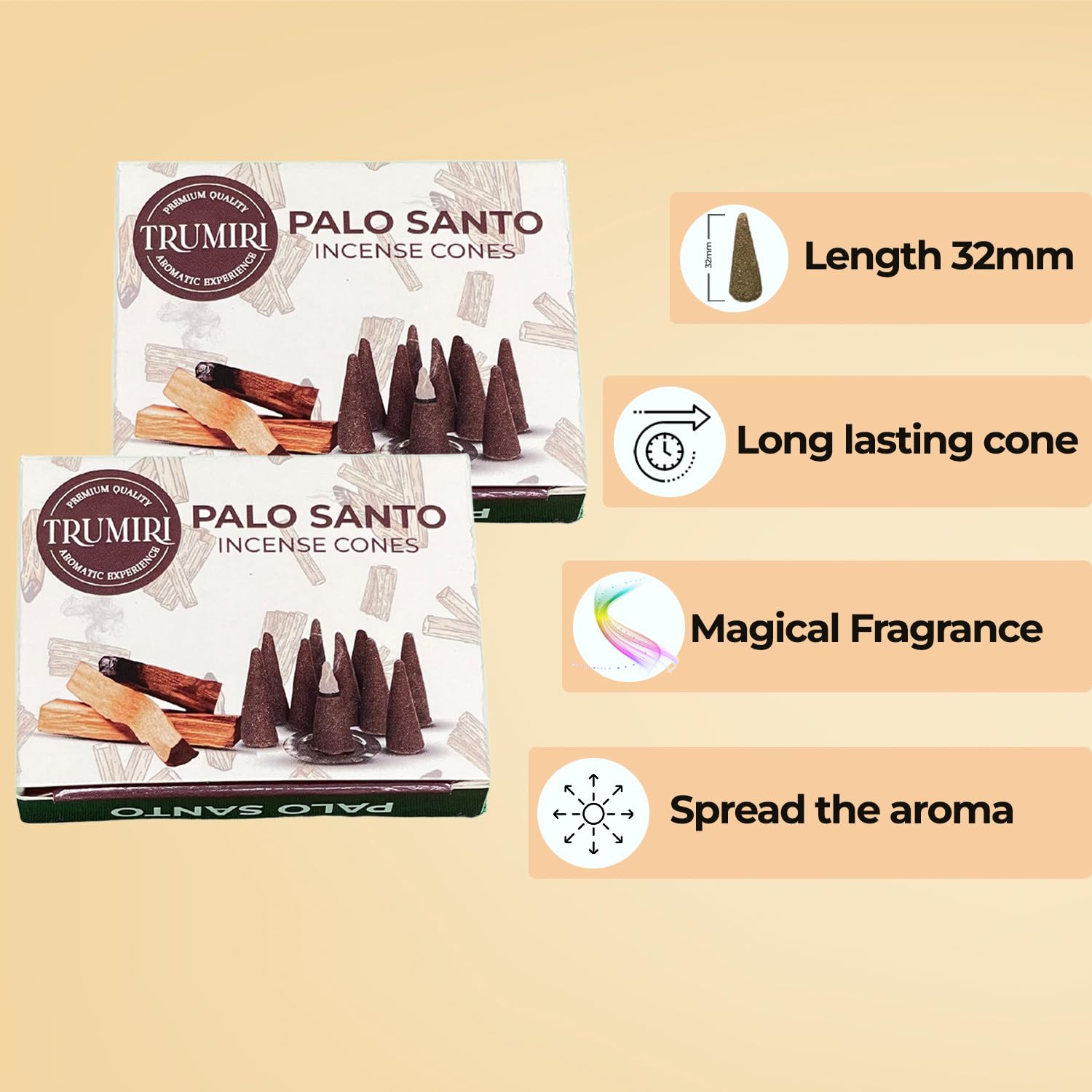 Palo Santo Incense Cones - Total 20 Cone Incense - Dual Pack Of 10 Insence Cones - Incense Cones Scented - Cone Incense Scents -
