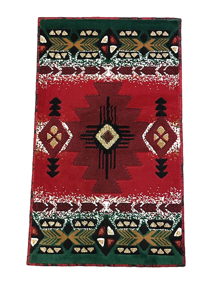 YHSF South West Native American Area Rug C318 (Red, 2 Feet x 3 Feet 4 Inches)
