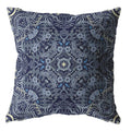 HomeRoots 16â€ Indigo Boho Ornate Suede Throw Pillow