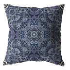 HomeRoots 16â€ Indigo Boho Ornate Suede Throw Pillow