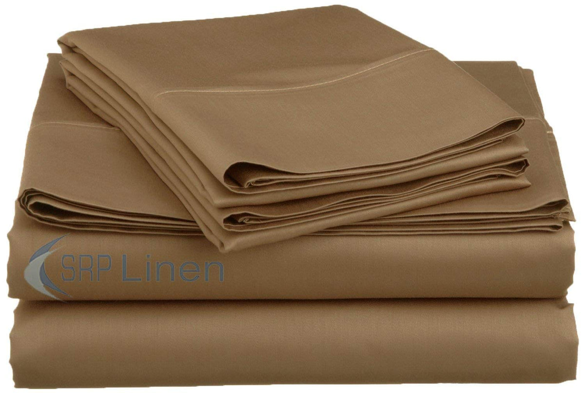Hotel Quality 4-Piece Sheet Set With 9' Deep Pocket Solid Pattern, Soft 800 Thread Count Egyptian Cotton (Queen, Taupe)
