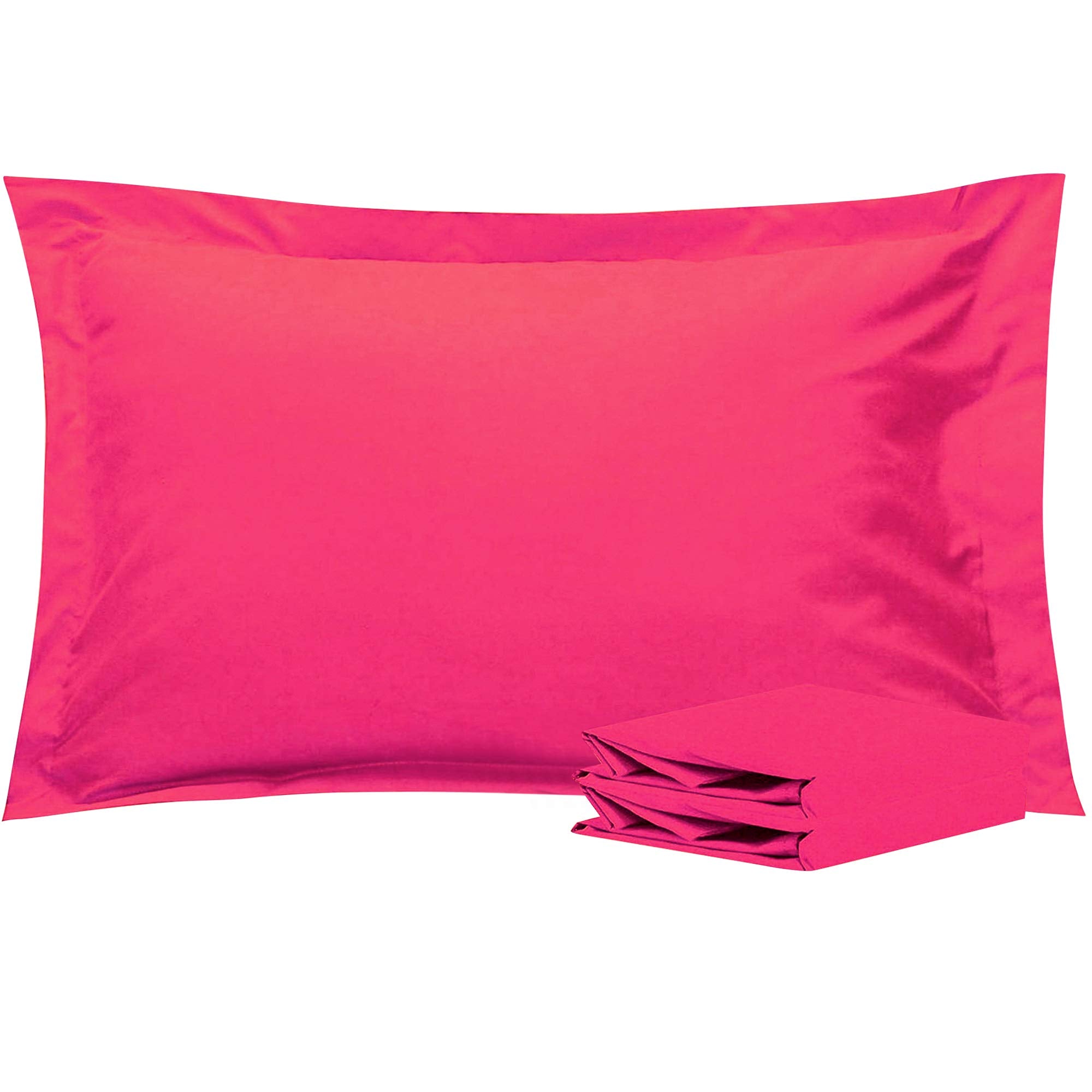 Ntbay 100% Brushed Microfiber King Pillow Shams Set Of 2, Super Soft And Cozy, Wrinkle, Fade, Stain Resistant 20X36 Inches Oxford Pillowcases, Magenta