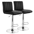 Elama Modern 2 Piece Tufted Faux Leather Adjustable Bar Stool in Black with Chrome Base, (ELM02-7228BLK)