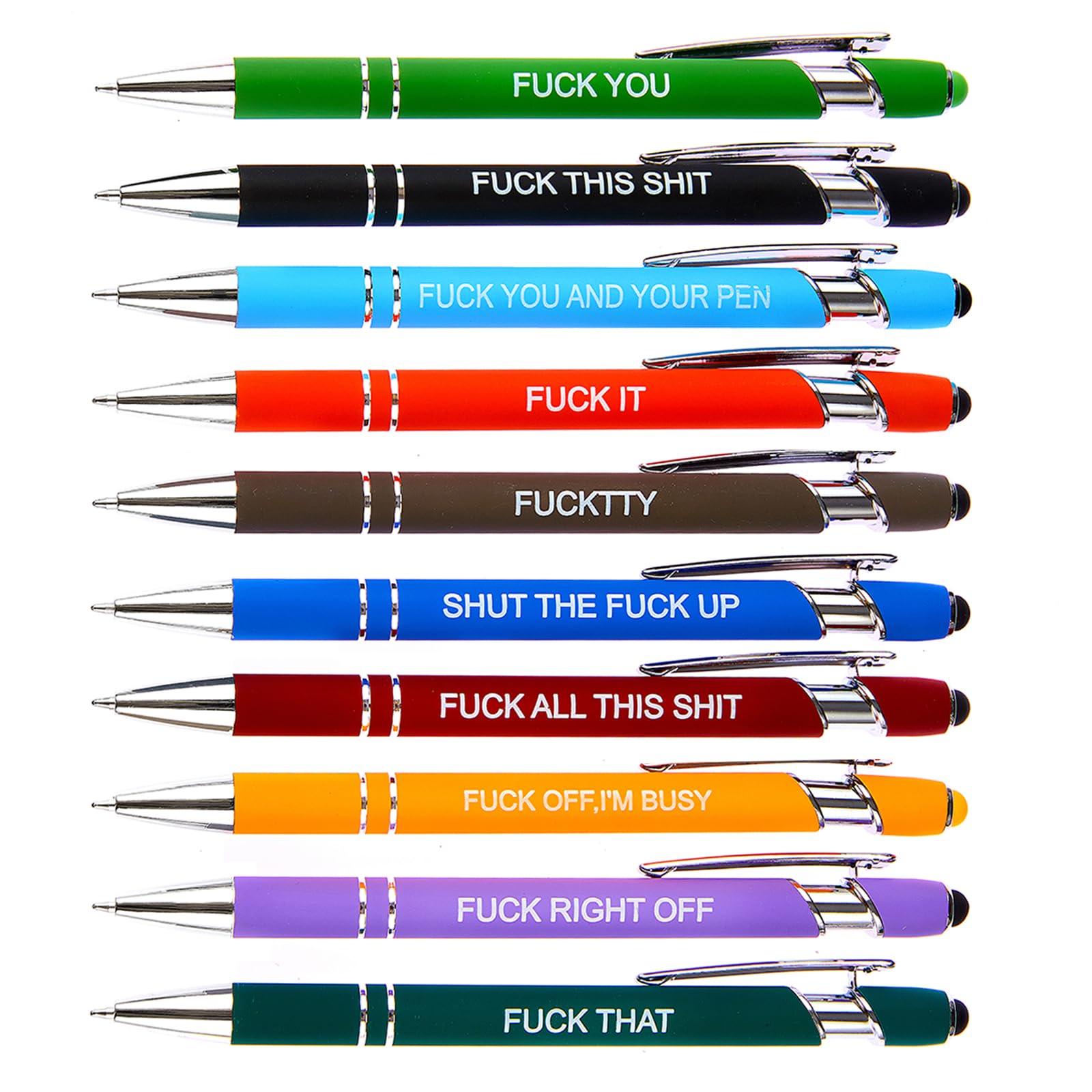 Hlpha 10Pcs Funny Multicolored Ballpoint Pens With Complaining Quotes And Touch Screen Function Office Gifts Negative Passive Ba