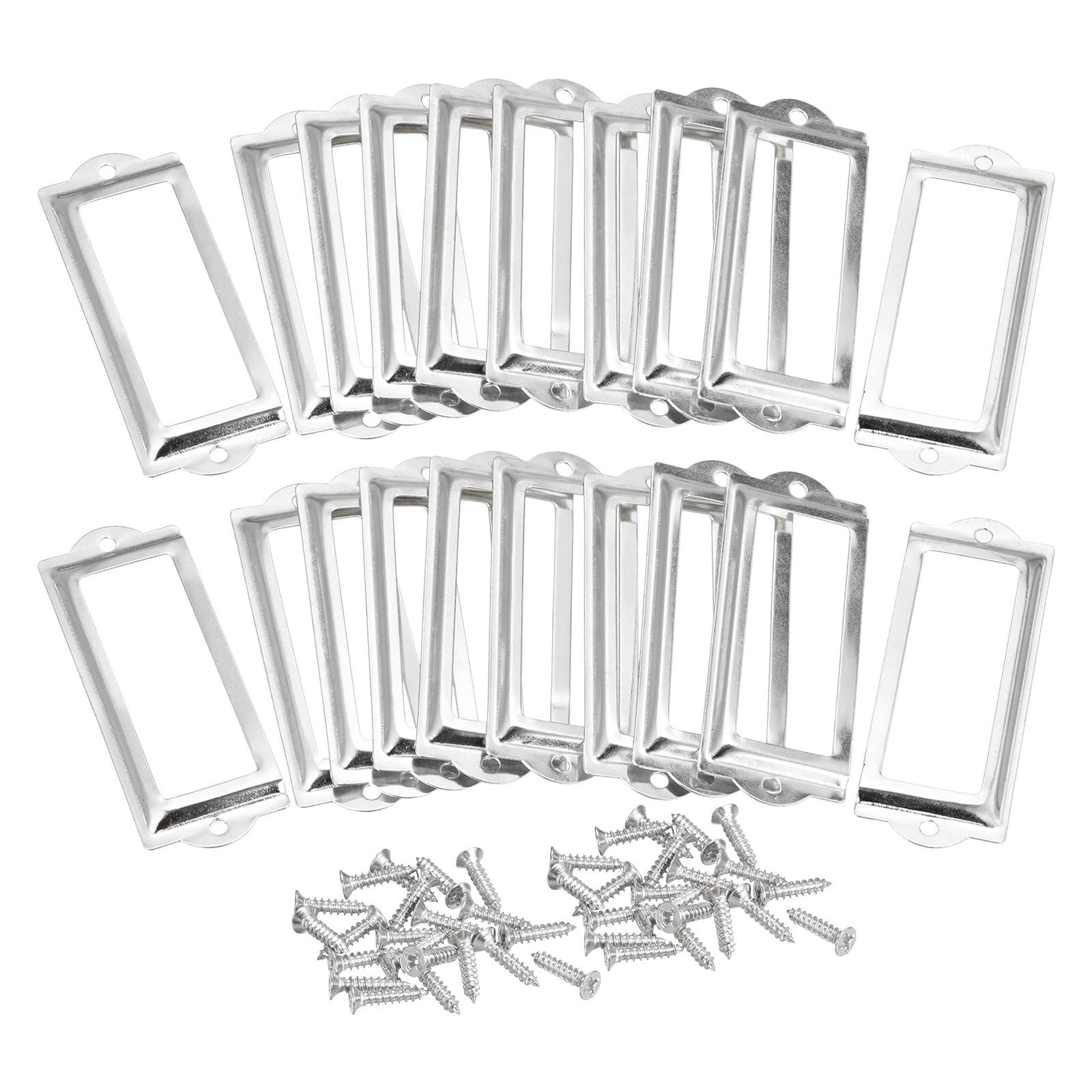 Uxcell Metal Label Holders, 83X30Mm 30Pcs File Name Card Tag Label Holder Frame For Office Library Drawer Cabinet Shelves, Silve